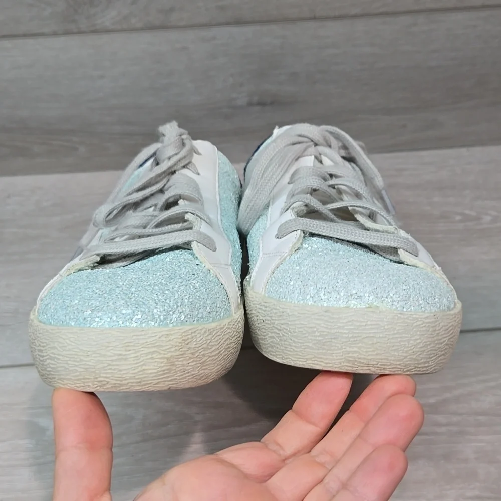 MIIM Women's Glitter Sneakers with Blue Accents Stars Sneakers Shoes Sz 9